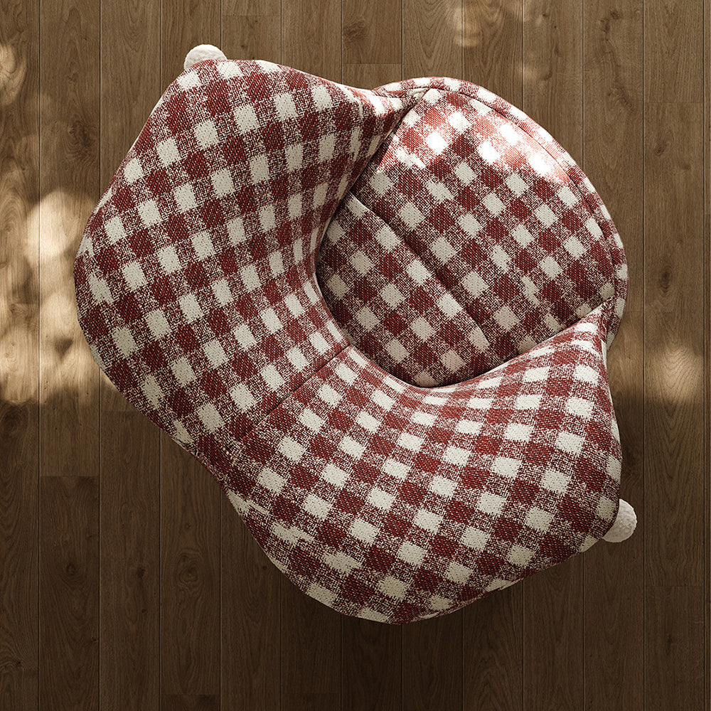 Curved Wingback Jester Style Swivel Chair with Soft Textile Upholstery