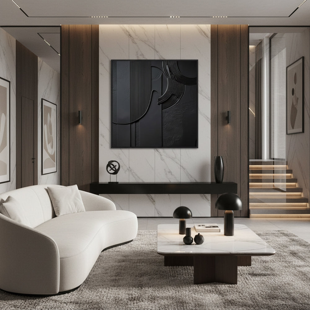 Obsidian Flow Handmade Painting-square canvas