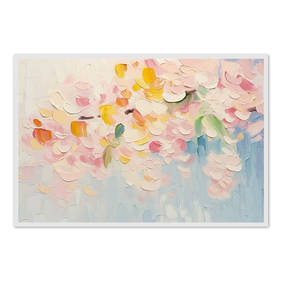 Soft Bloom Fantasy – Abstract Impasto Style Handmade Oil Painting Wall Art