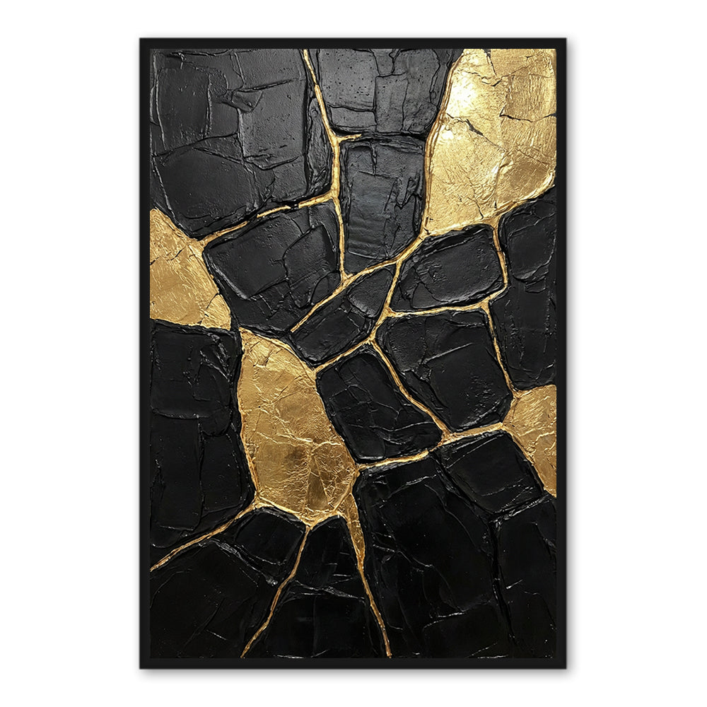 Golden Fracture Essence | Modern Abstract Texture Style Hand-Painted Oil Painting Wall Art