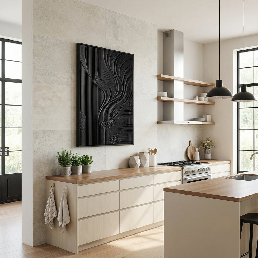 Silent Geometry – Contemporary Abstract Textured Hand-Painted Oil Painting Wall Art