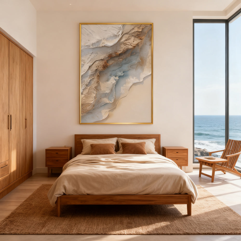 Aerial Sandscape Serenity – Contemporary Textured Hand-Painted Oil Wall Art