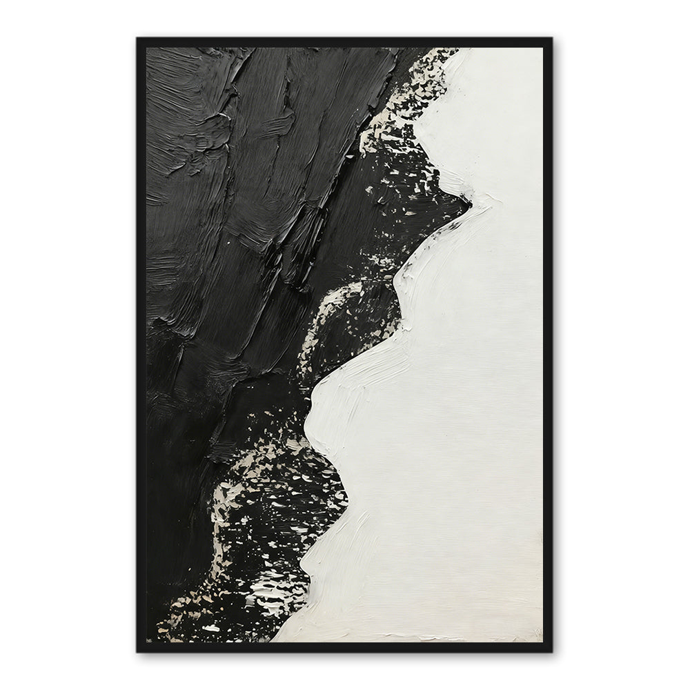 Black & White Contrast Theme Painting – Modern Abstract Style Handmade Oil Painting Wall Art