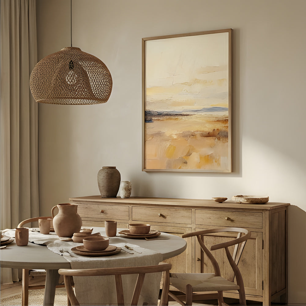 Golden Desert Horizon – Impressionist Style Landscape Handmade Painting