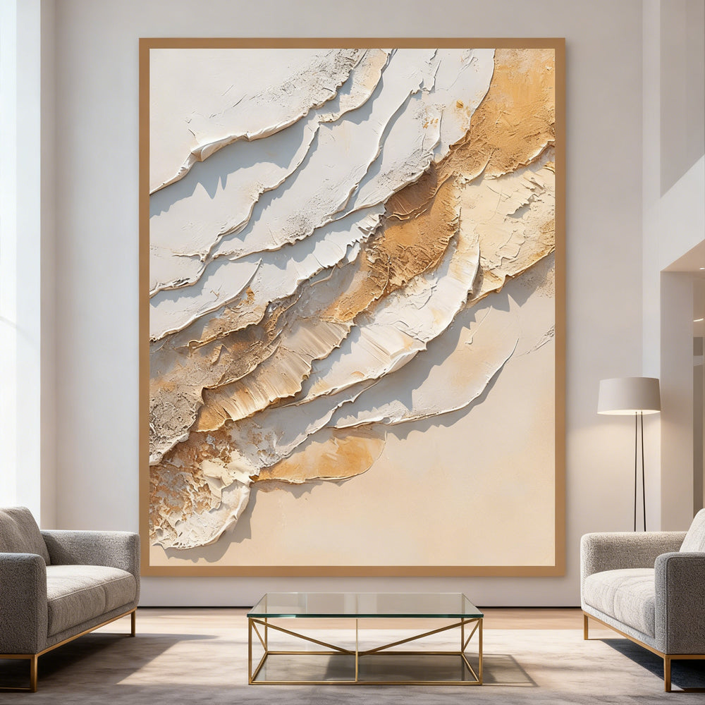 Golden Flow – Abstract Handcrafted Oil Painting