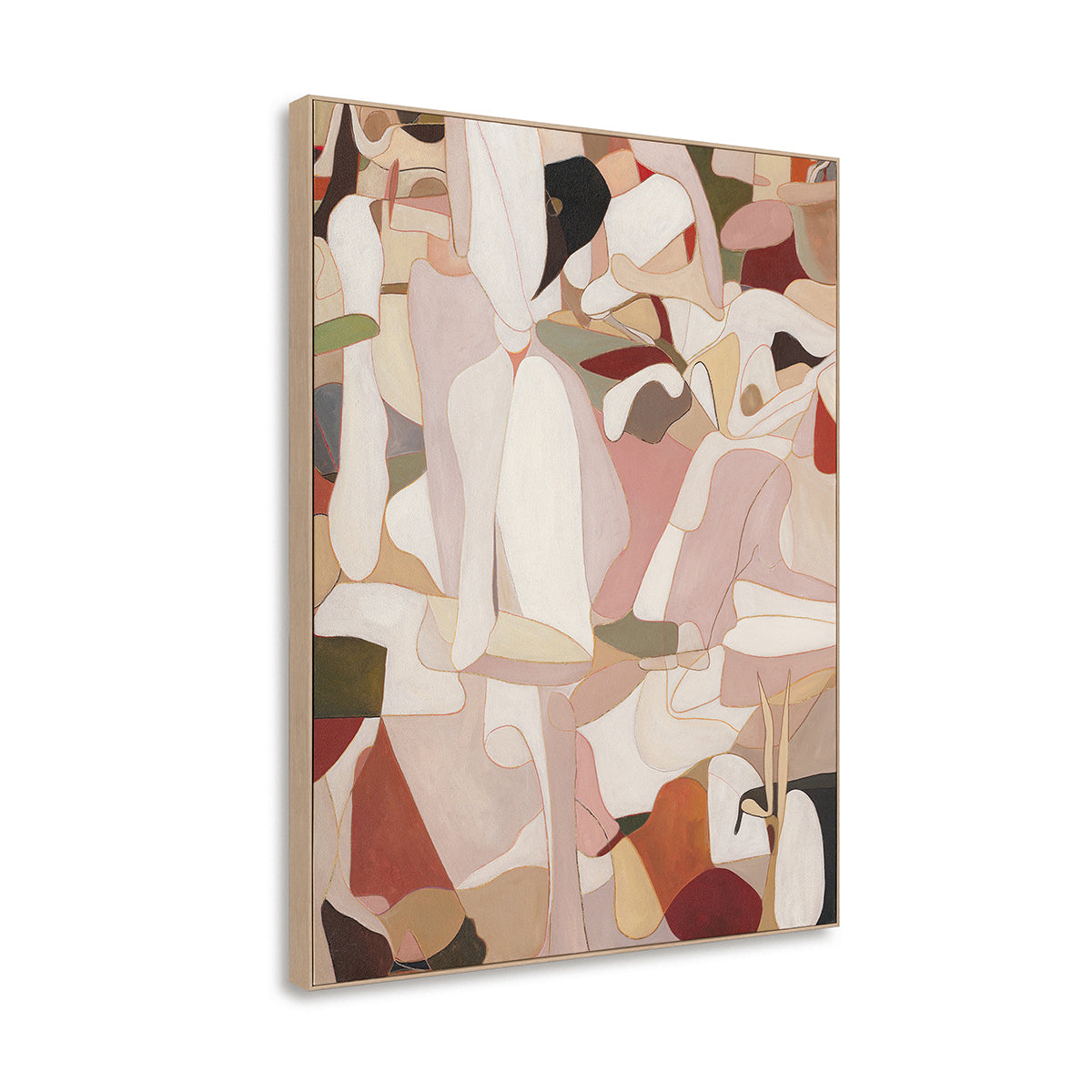 Hand-Painted Canvas Wall Art Abstract Figurative Composition in Warm Earth Tones