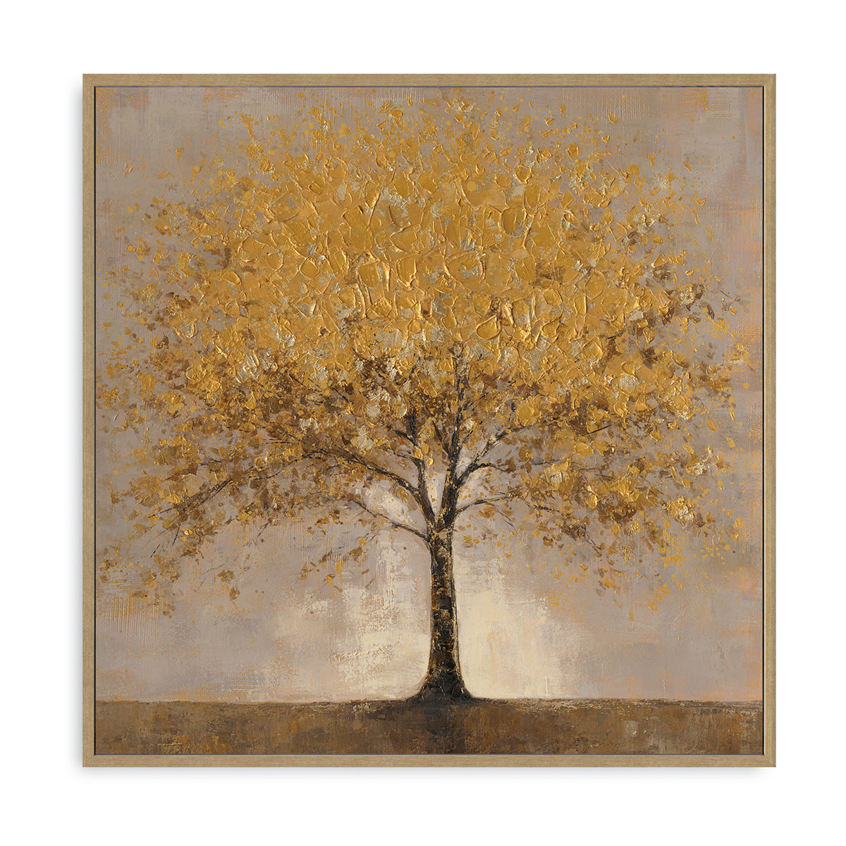 Handgemaltes Leinwandbild „Goldener Baum“ mit strukturierter Oberfläche 
