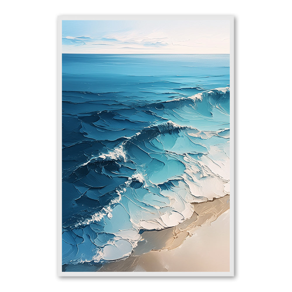 Azure Tide Whisper – Impasto Seascape Wall Art Texture Paintings