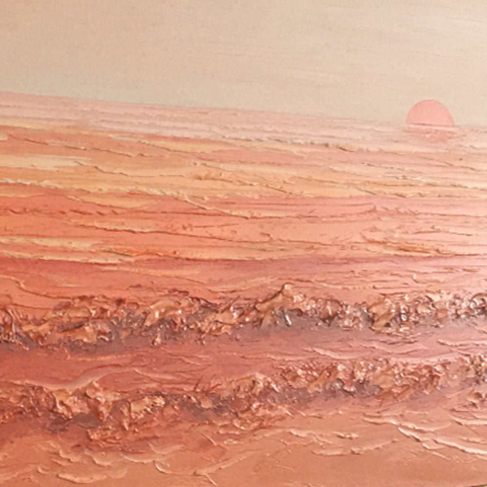 Sunrise Harmony – Abstract Texture Landscape in Warm Orange Tones, Sunset Over Waves Extra Large Handmade paintings