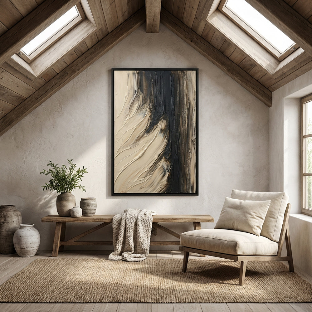 Earthbound Currents – Abstract Textured Organic Flow Oil-Style Artwork Handcrafted Oil Painting