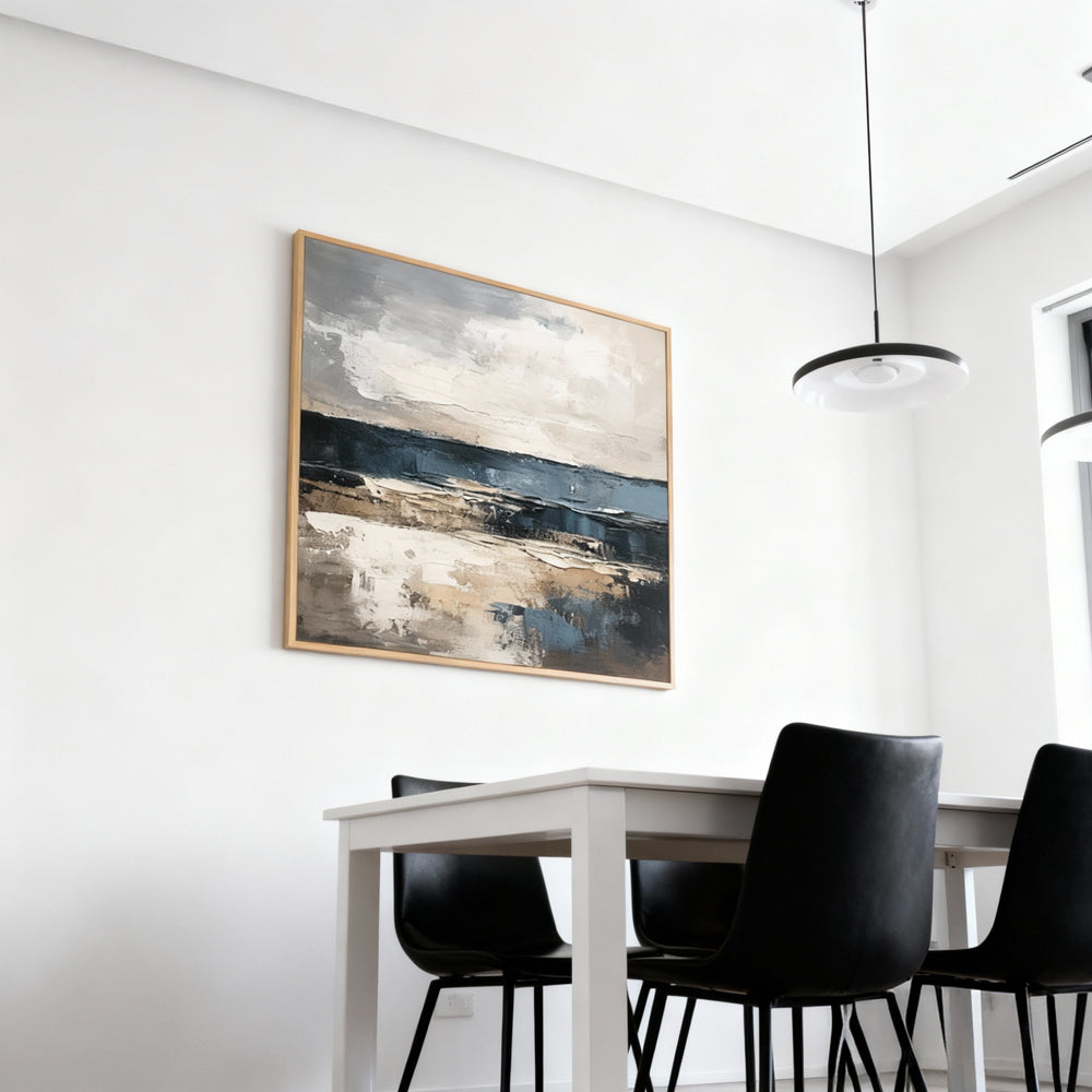 Coastal Horizon Theme Painting – Modern Abstract Style Handmade Oil Painting Wall Art