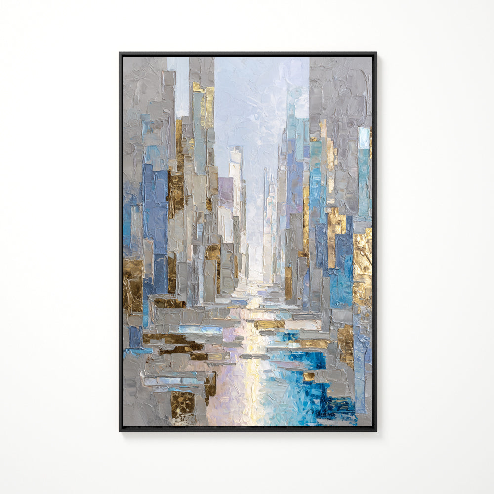 Dimension of Time – Modern Abstract Cityscape Texture Painting, Handmade Oil Wall Art for Contemporary Interior Decoration