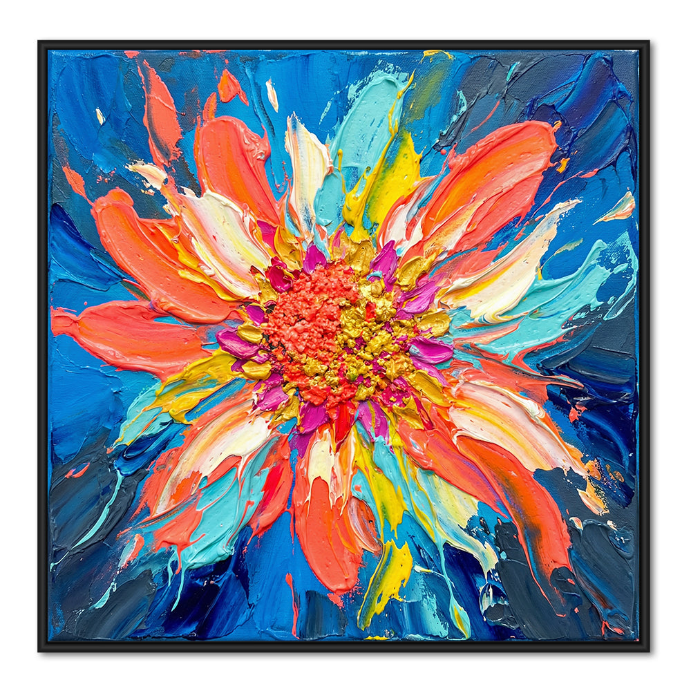 Vivid Petal Core | Contemporary Abstract Floral Palette Knife Handmade Oil Painting Wall Art