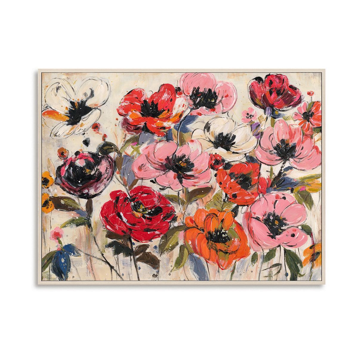 Gemälde von leuchtenden Blüten. Eine Feier der kräftigen floralen Schönheit. 