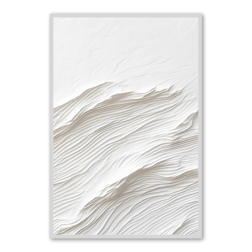 White Wave Texture Theme Painting – Minimalist Abstract Style Handmade Texture Wall Art