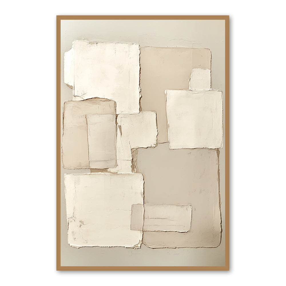 Neutral Geometry Harmony – Minimalist Abstract Style Hand-Painted Oil Painting Wall Art