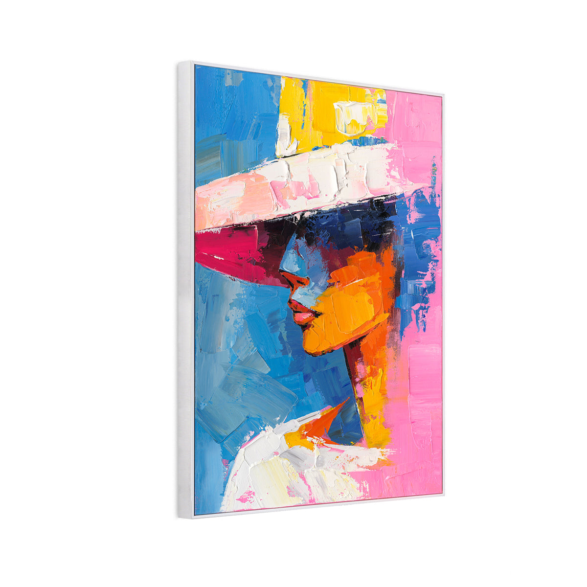 Handmade Abstract Woman Portrait Colorful Modern Art on Canvas