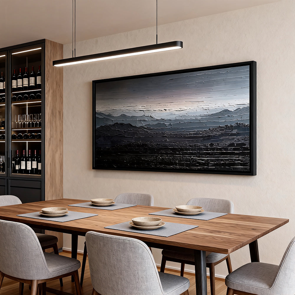 Silent Ridge – Modern Abstract Landscape Texture Painting, Handmade Oil Wall Art for Contemporary Interior Decoration