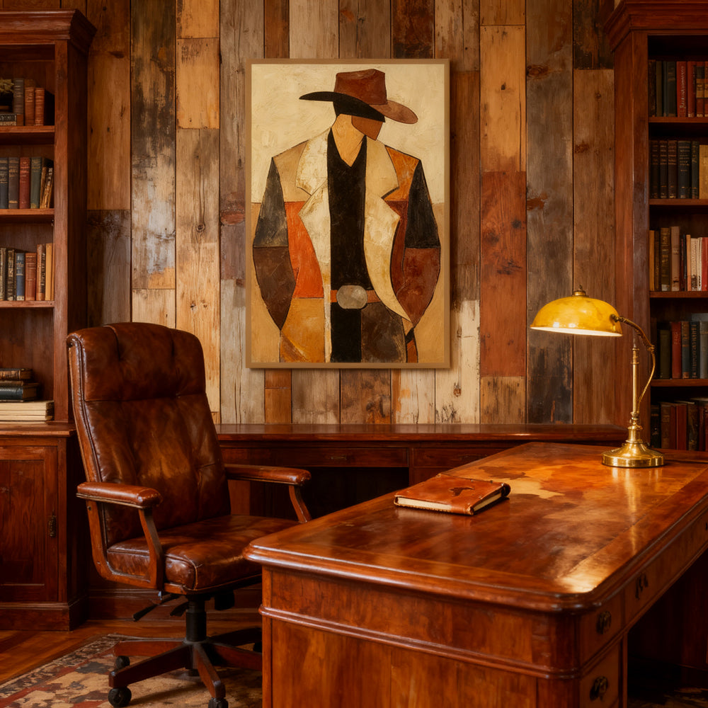 Western Cowboy Figure – Modern Abstract Figurative Handmade Oil Painting Wall Art