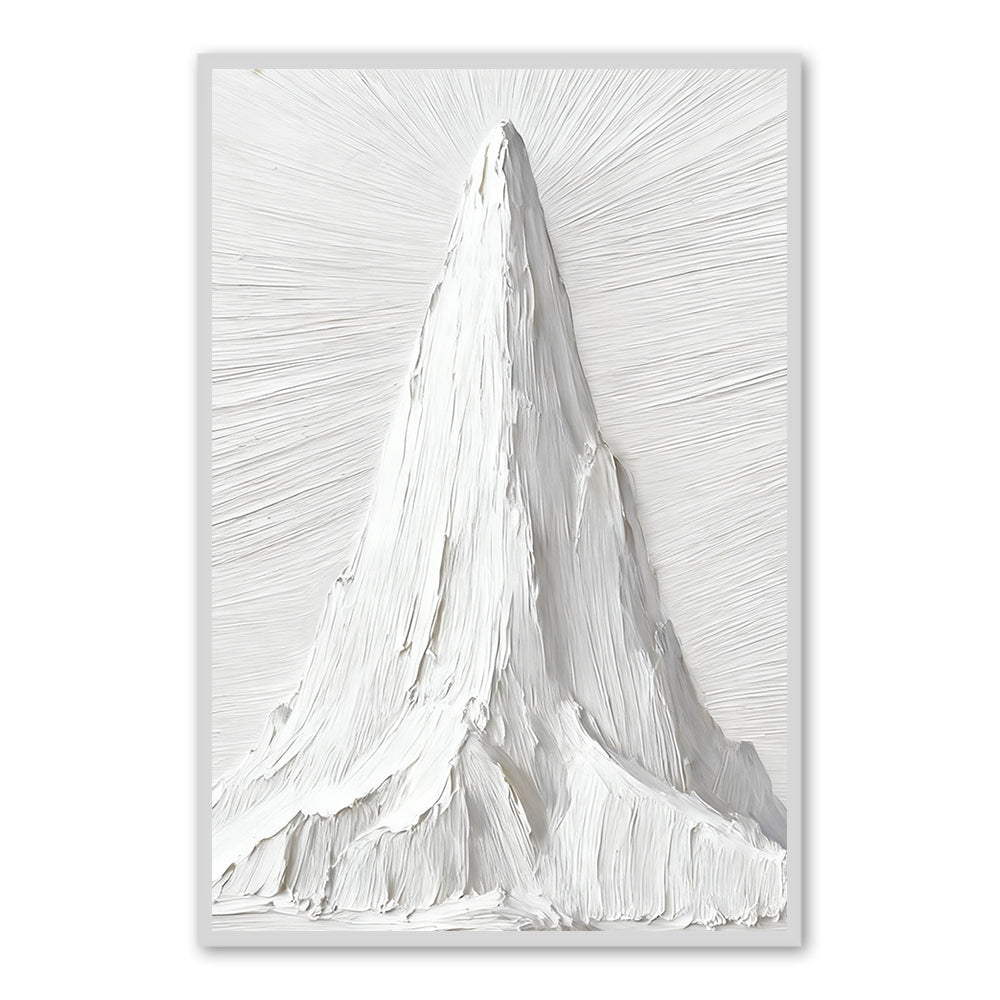 White Mountain Peak Theme Painting – Modern Minimalist Style Handmade Texture Wall Art