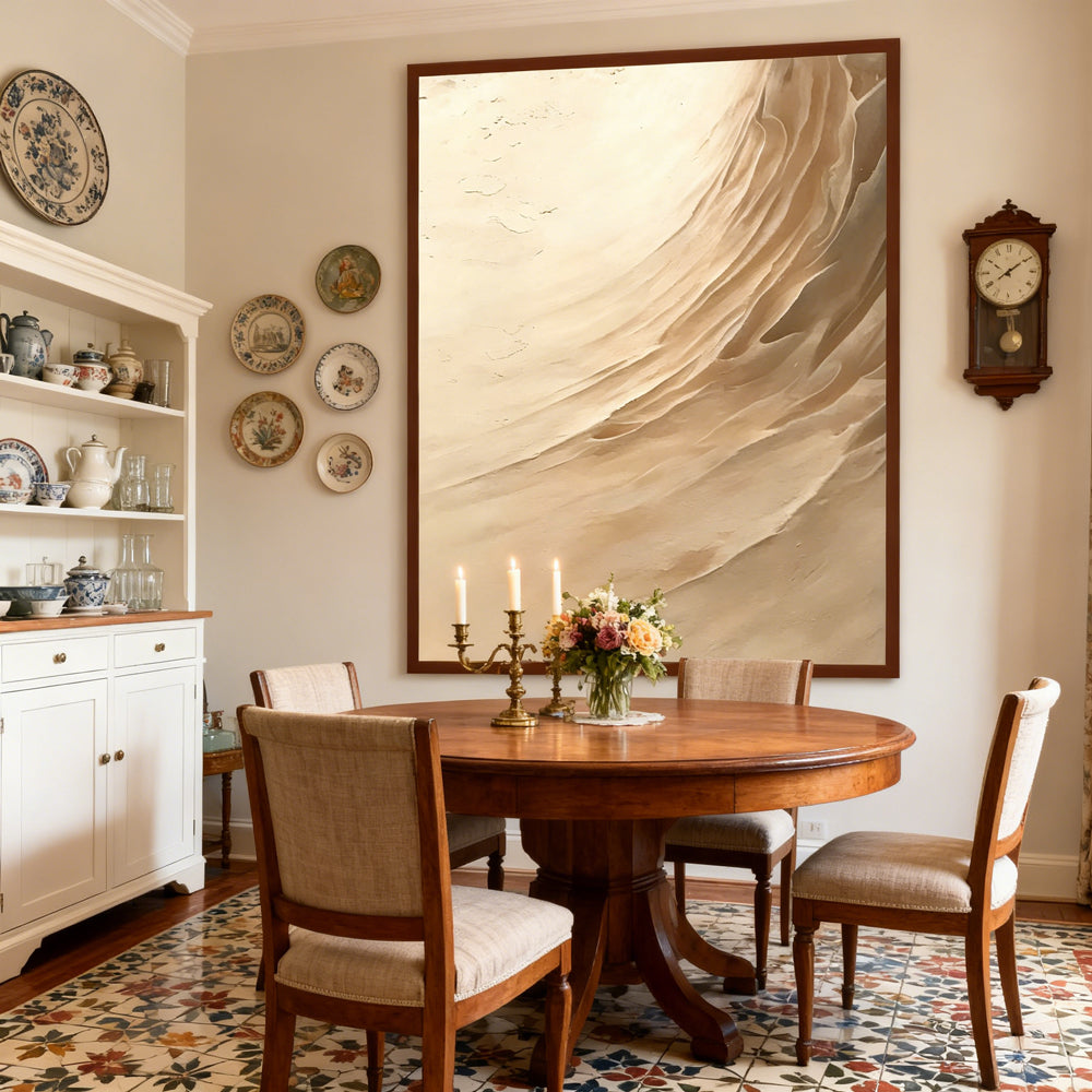 Desert Flow Abstraction – Minimalist Style Handmade Oil Painting Wall Art