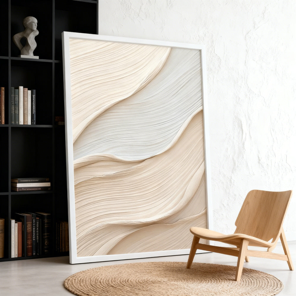 Flowing Harmony Textured Abstract Painting – Minimalist Style Wall Art