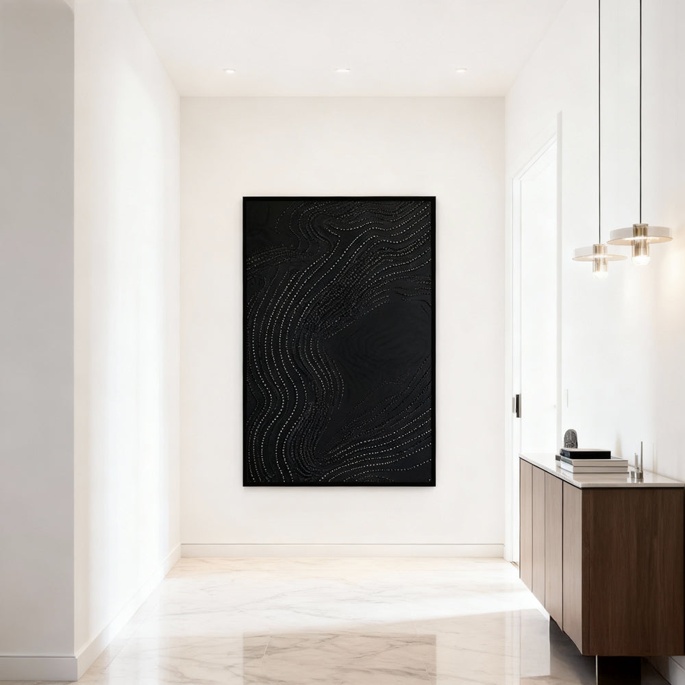 Flow Line Pattern Theme Painting – Minimalist Abstract Style Handmade Texture Wall Art