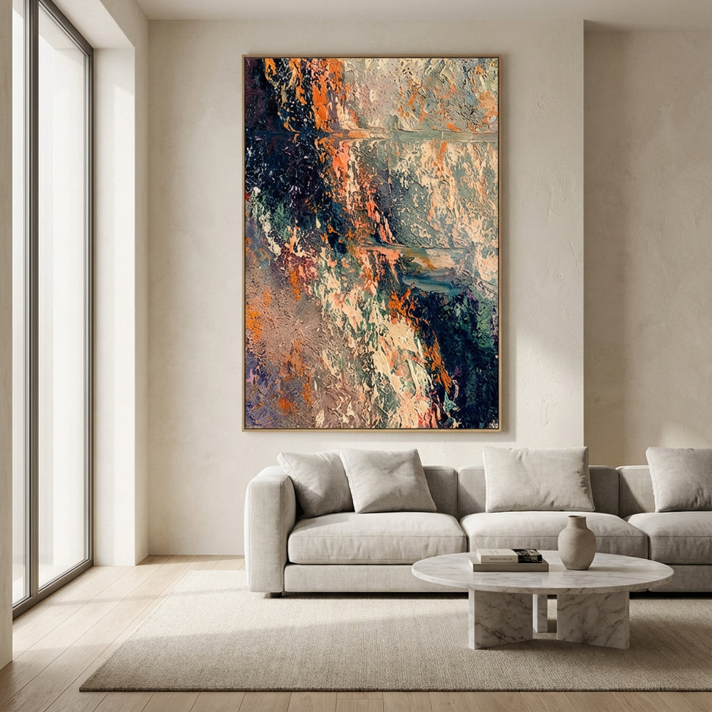 Chromatic Drift — Contemporary Abstract Textured Handmade Oil Painting Wall Art