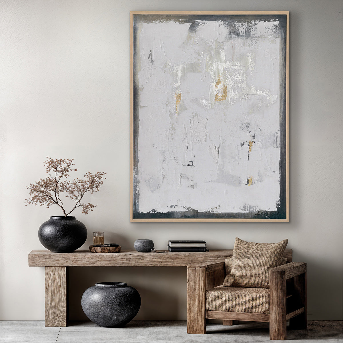 Whispering tones of grey and white bring timeless tranquility and refined abstract beauty.