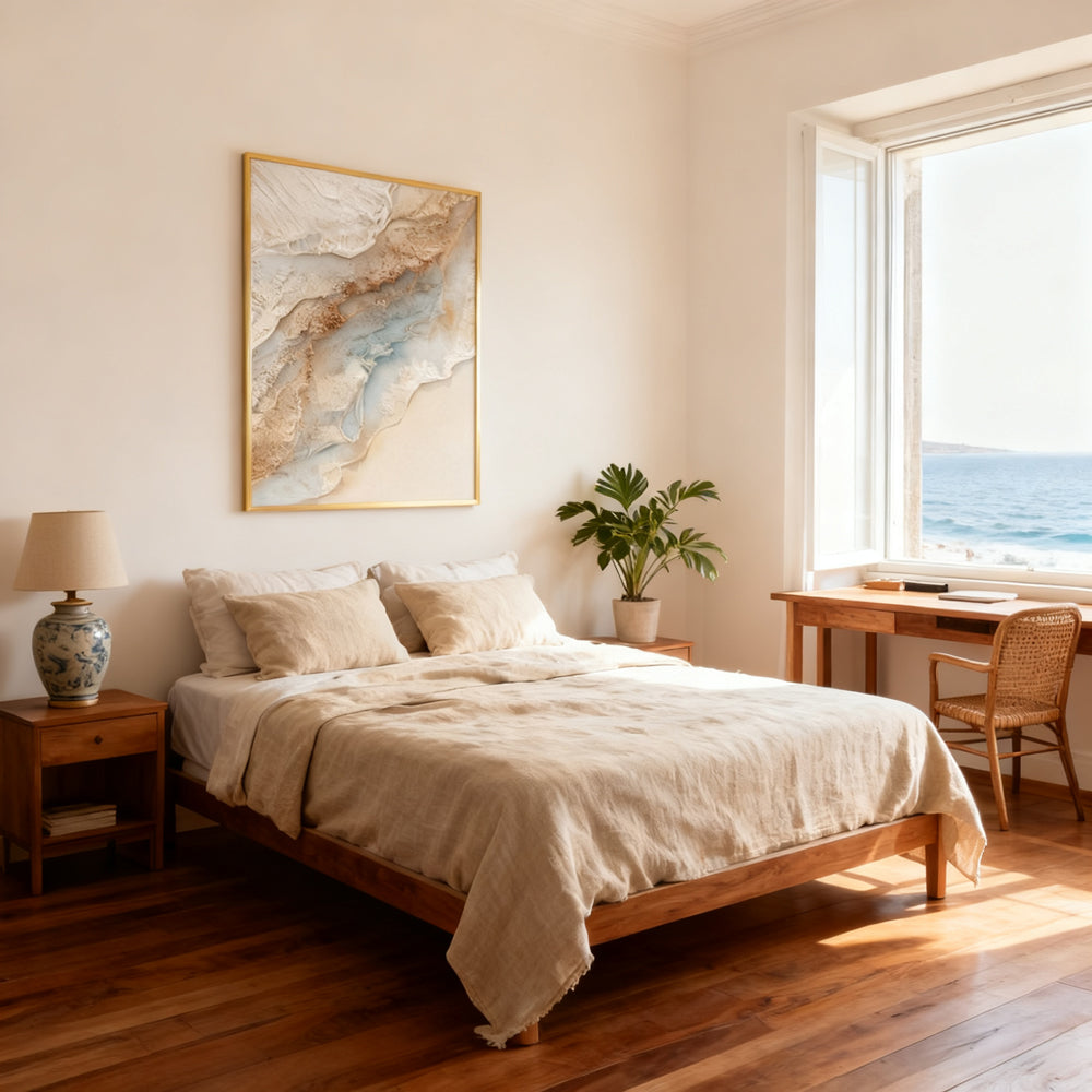 Aerial Sandscape Serenity – Contemporary Textured Hand-Painted Oil Wall Art