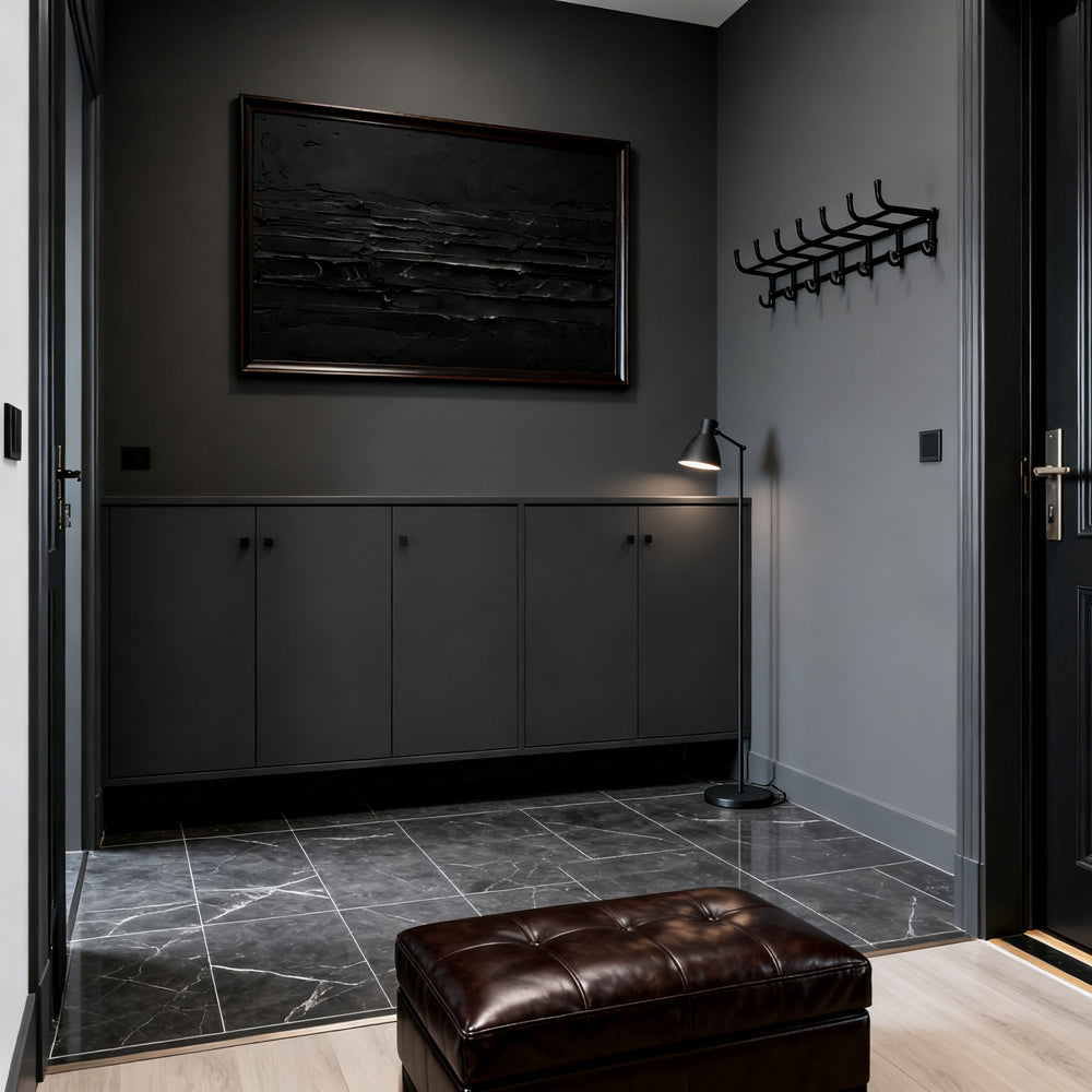 Midnight Horizon – Minimalist Abstract Texture Painting, Handmade Oil Wall Art for Modern Interior Decoration