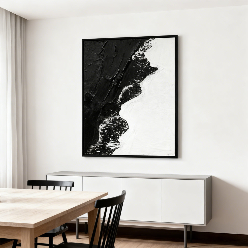 Black & White Contrast Theme Painting – Modern Abstract Style Handmade Oil Painting Wall Art