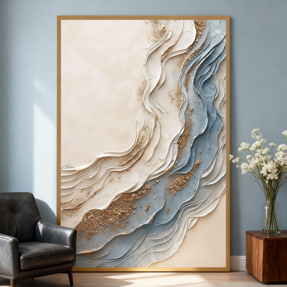 Serene Shoreline – Handcrafted Ocean Waves Painting