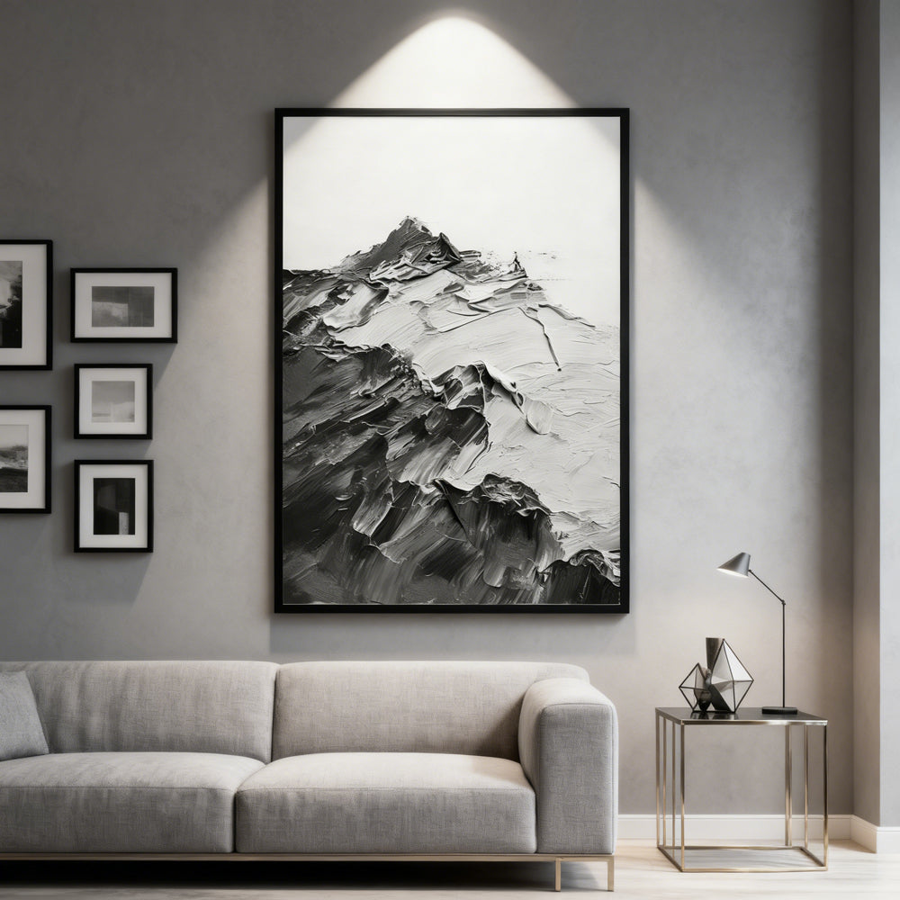 Mountain Peaks - Handcrafted Oil Painting, Abstract Landscape Wall Art