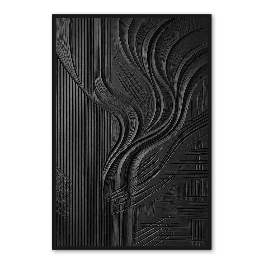 Midnight Current – Modern Minimalist Textured Hand-Painted Oil Painting Wall Art